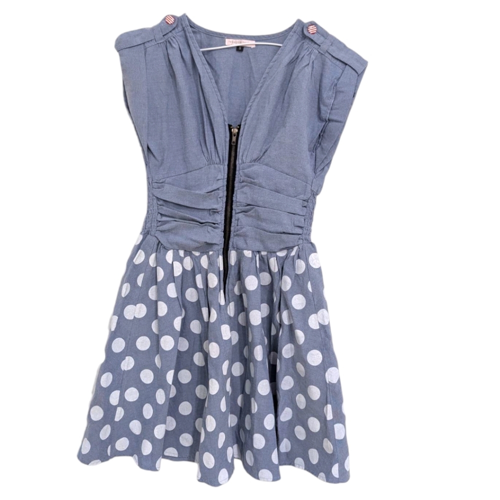 Rebecca Taylor Blue Polka Dot Kids Dress Small